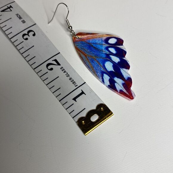 Butterfly Wing Faux Leather Earrings - Picture 4 of 4